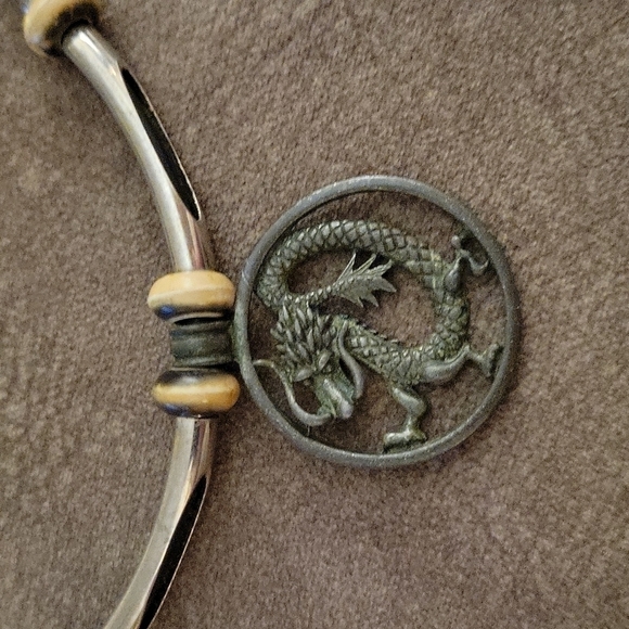 VTG PANAMA JACK Dragon Pendant Split Tube Unisex Castlecore Choker Necklace - Picture 3 of 8